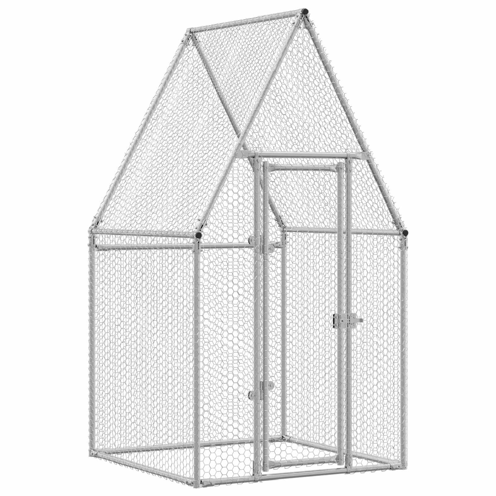 vidaXL Kokošnjak srebrn 100x100x190 cm pocinkano jeklo - Image 8