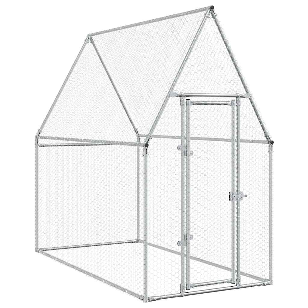 vidaXL Klec pro kuřata stříbrná 200 x 100 x 190 cm pozinkovaná ocel