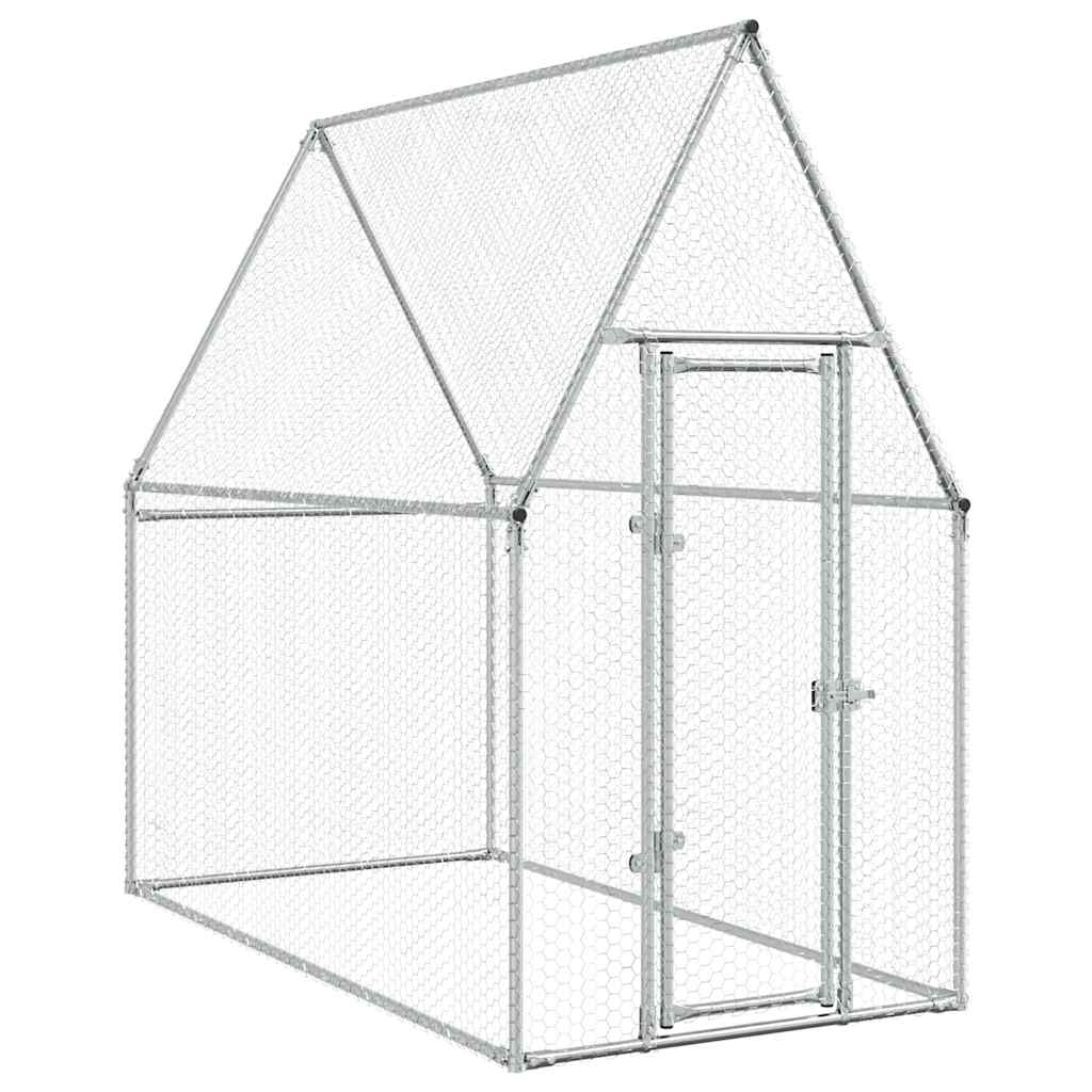 vidaXL Klec pro kuřata stříbrná 200 x 100 x 190 cm pozinkovaná ocel