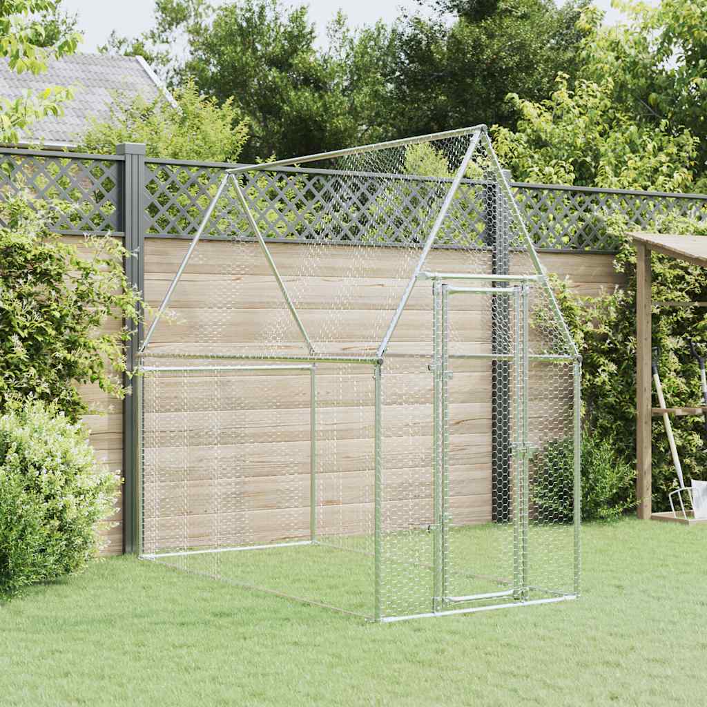 vidaXL Kippenhok 200x100x190 cm gegalvaniseerd staal zilverkleurig afbeelding