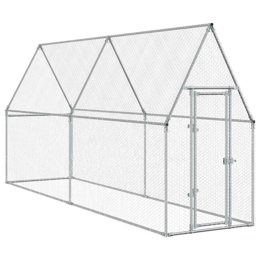 vidaXL Klec pro kuřata stříbrná 400 x 100 x 190 cm pozinkovaná ocel