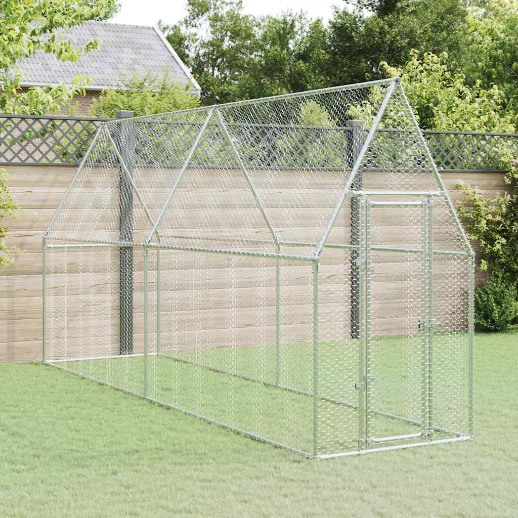 vidaXL Galinheiro 400x100x190 cm aço galvanizado prateado