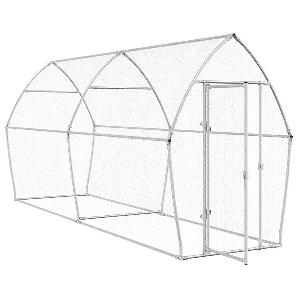 vidaXL szürke horganyzott acél csirkeketrec 400x105x182 cm