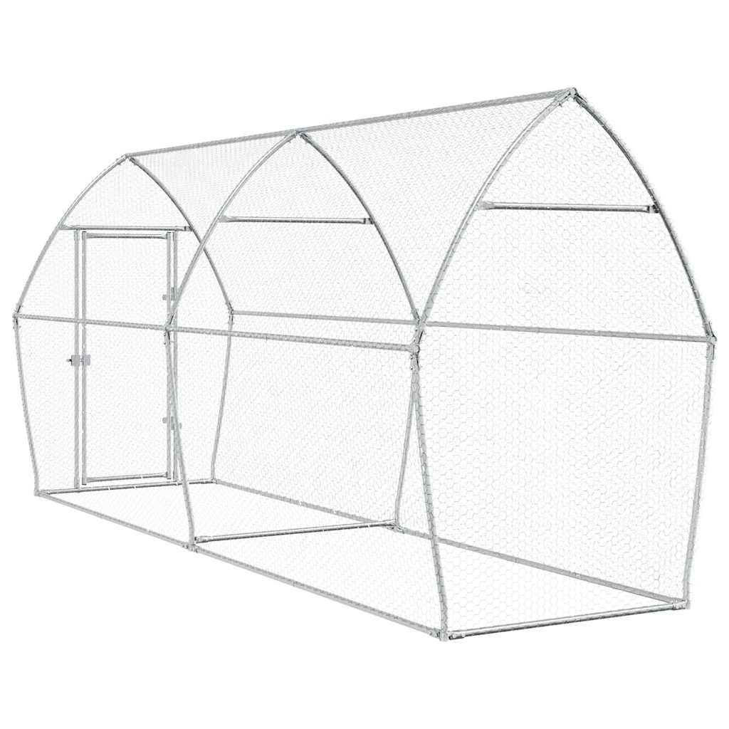 Chicken Cage Animal House Coop Shed Backyard Silver Galvanized Steel vidaXL - Picture 19 of 21