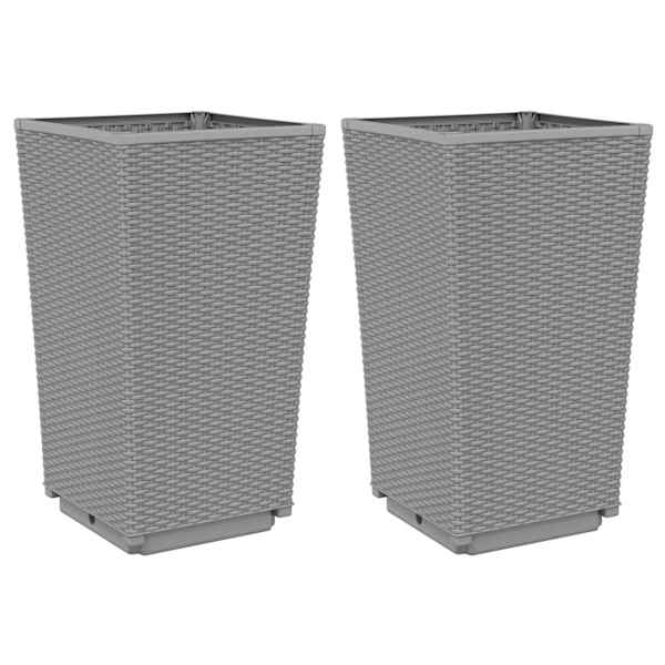 vidaXL aia taimekastid 2 tk, helehall, 32,5 x 32,5 x 57, PP