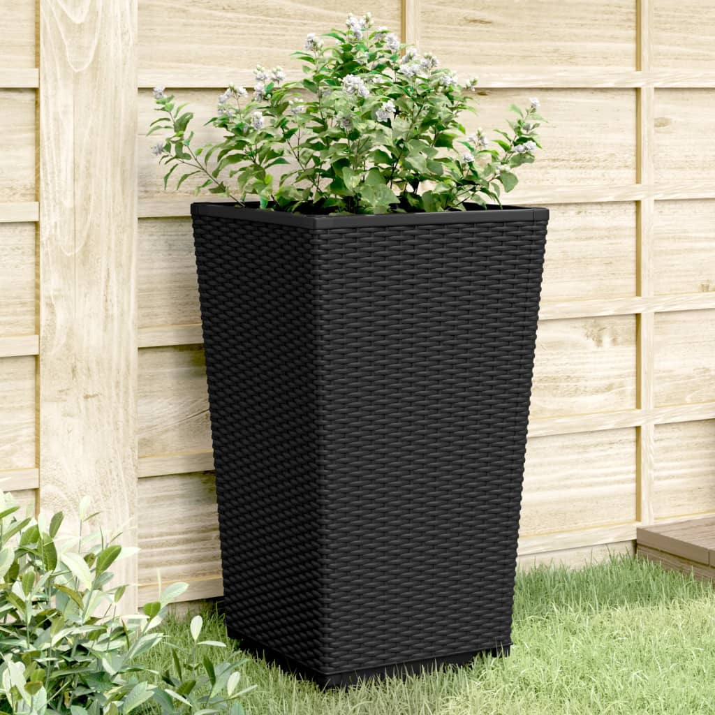 vidaXL Jardiniere de grădină, 2 buc., negru, 32,5x32,5x57 cm, PP