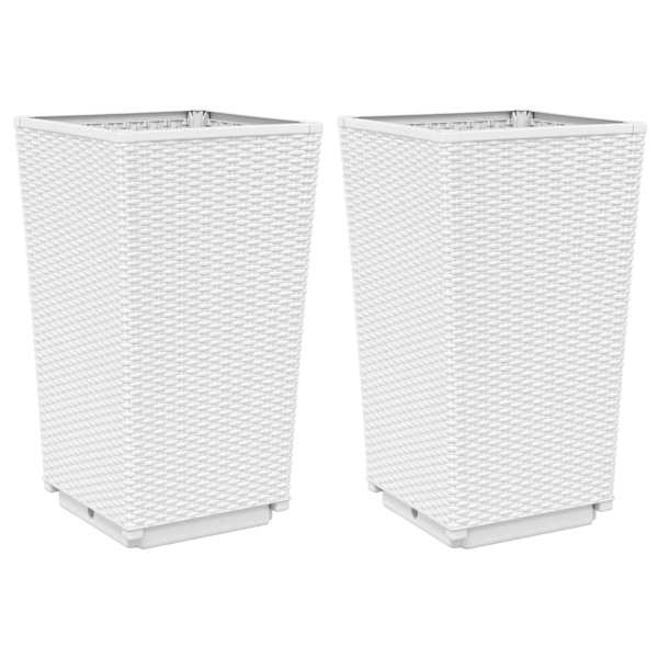 vidaXL aia taimekastid 2 tk, valge, 32,5 x 32,5 x 57 cm, PP