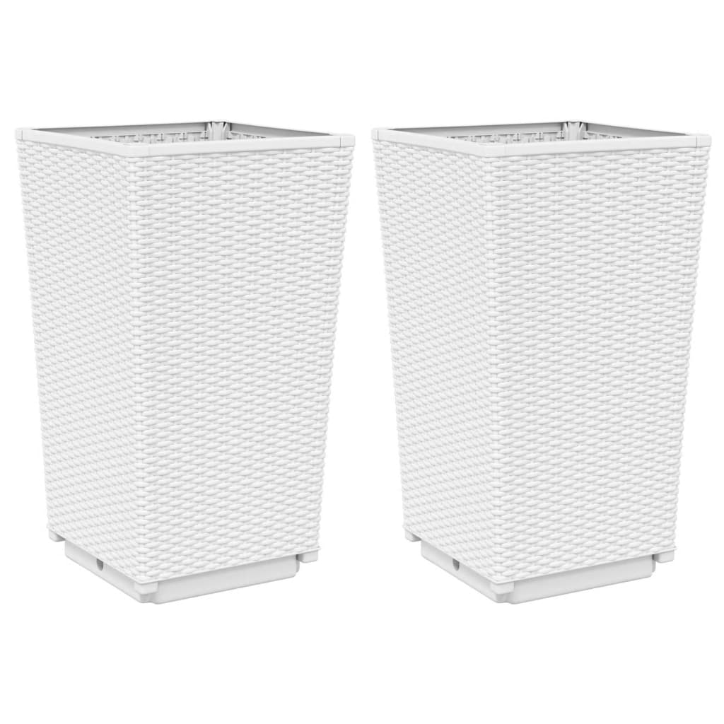 vidaXL Záhradné kvetináče 2 ks, biele 32,5x32,5x57 cm, PP