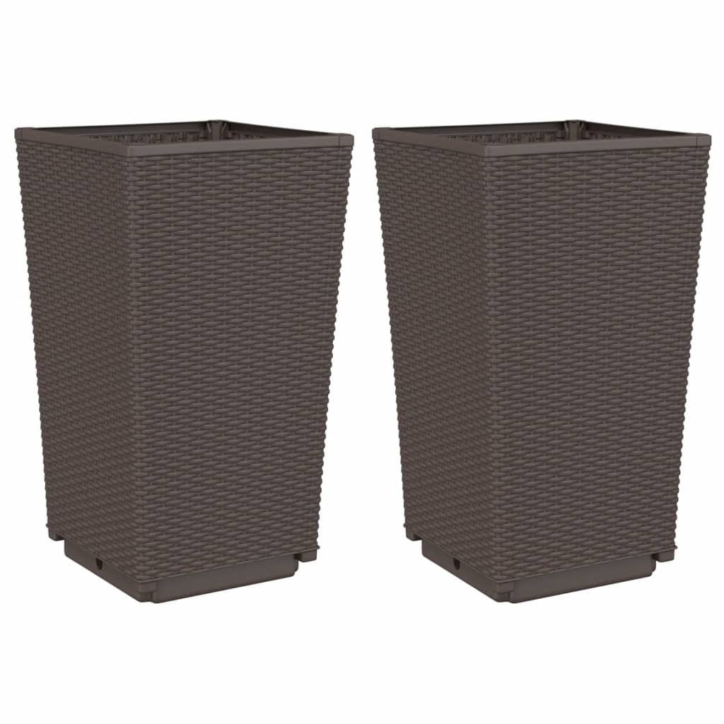 vidaXL Záhradné kvetináče 2 ks, hnedé 32,5x32,5x57 cm, PP