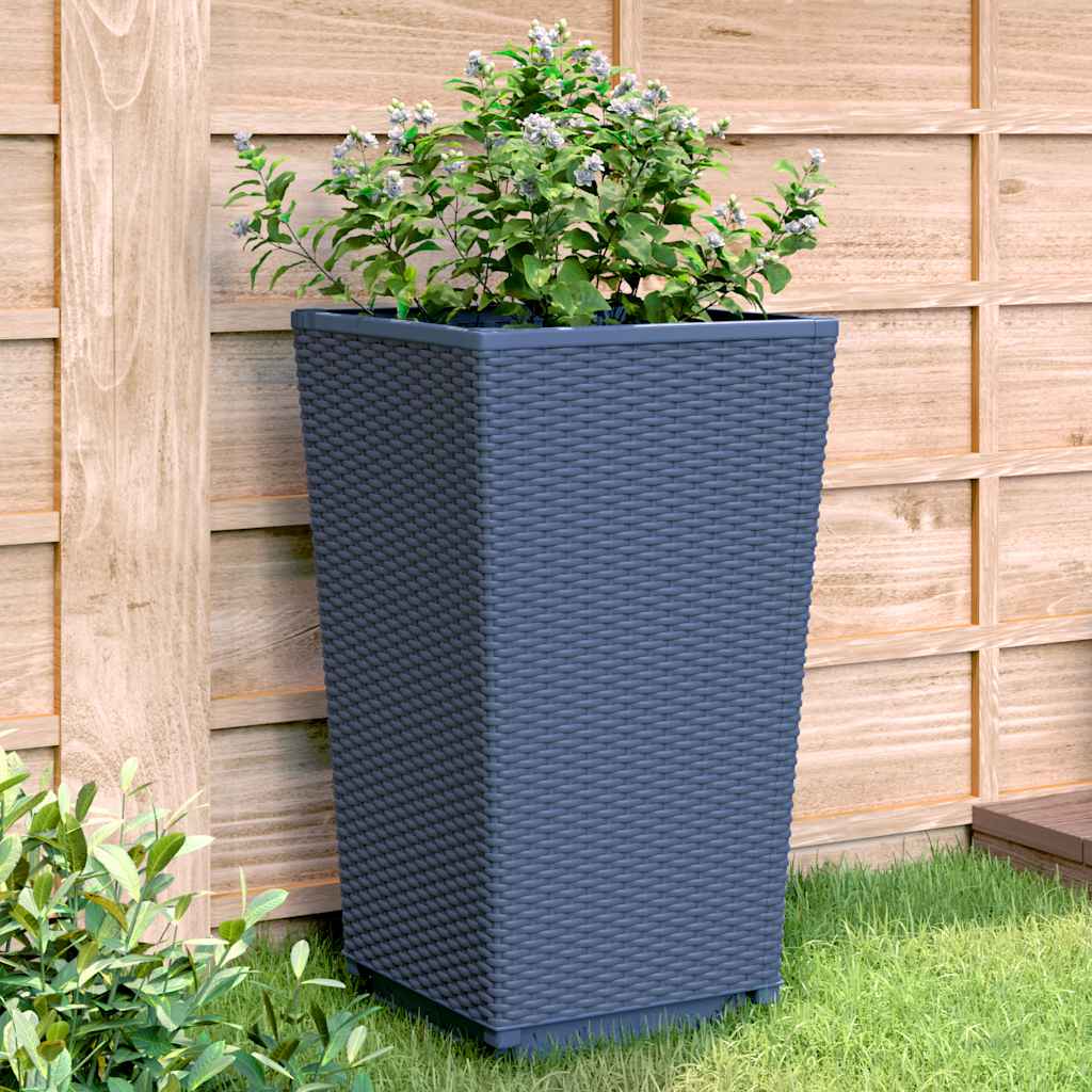 vidaXL Jardiniere de grădină, 4 buc., albastru gri, 32,5x32,5x57 cm, PP