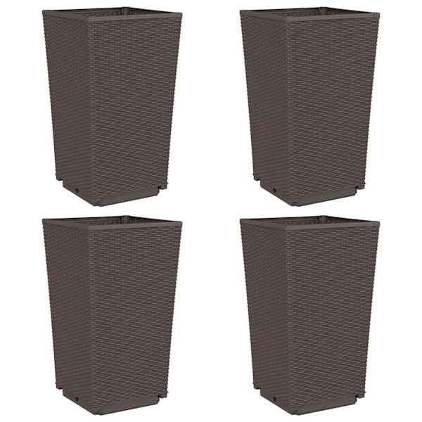 vidaXL aia taimekastid 4 tk, pruun, 32,5 x 32,5 x 57 cm, PP