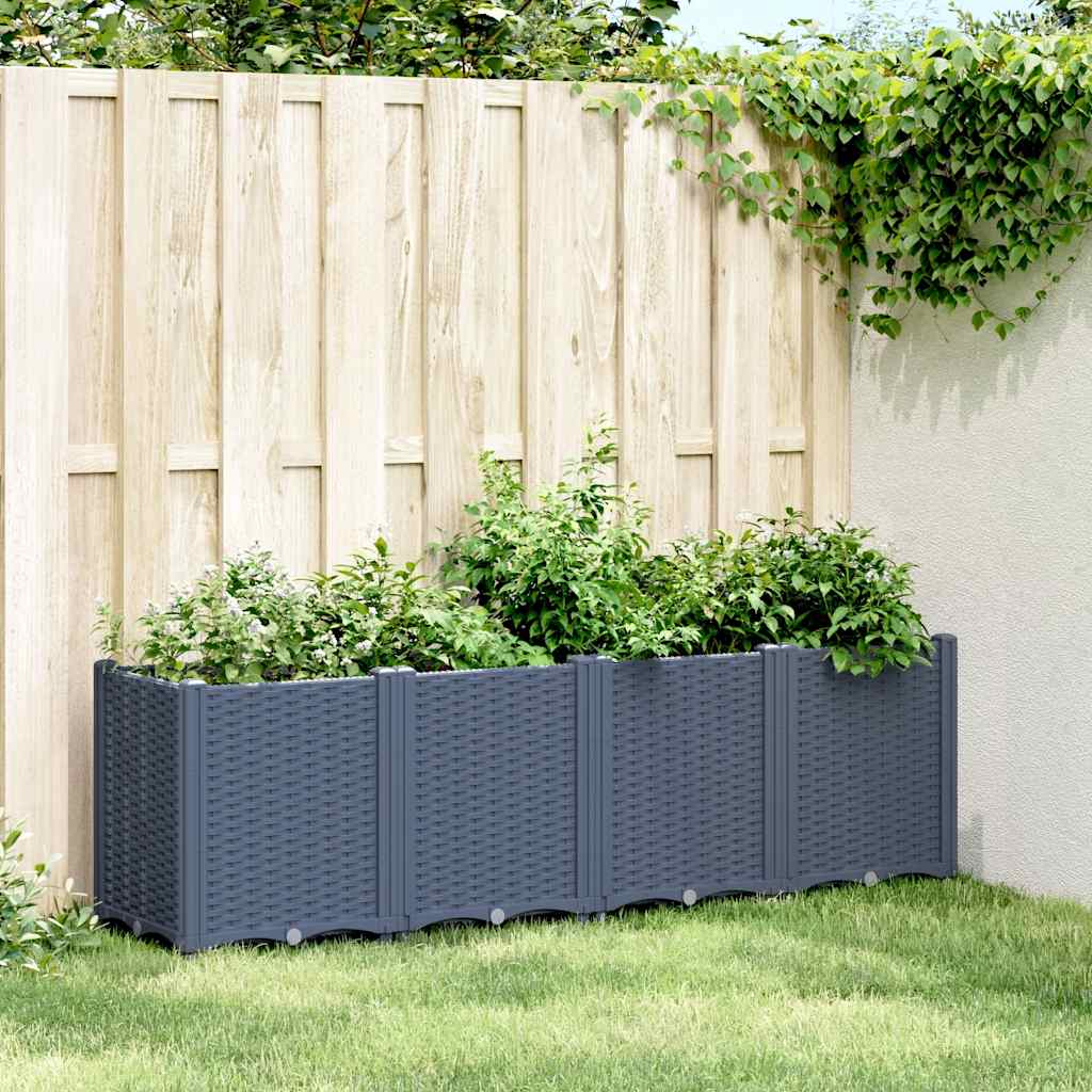 vidaXL Jardinieră de grădină, albastru gri, 160x40x53 cm, PP