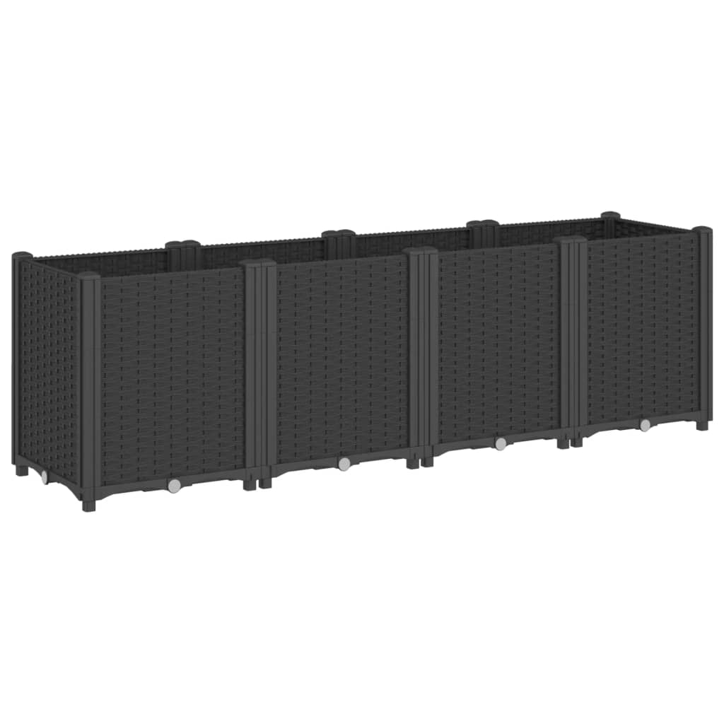 vidaXL Zahradní truhlík černý 160 x 40 x 53 cm PP