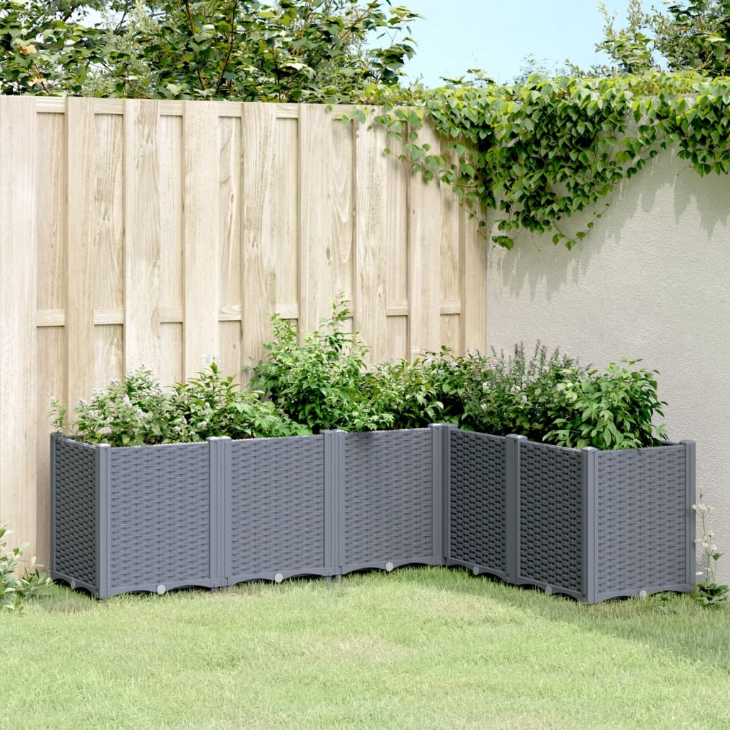 vidaXL Jardinieră de grădină, albastru gri, 160x120x53 cm, PP