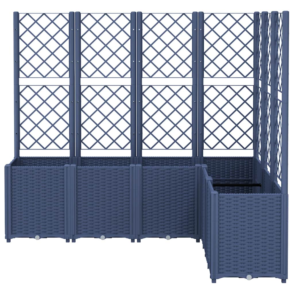 vidaXL Plantenbak met latwerk 160x120x140 cm polypropeen blauwgrijs afbeelding