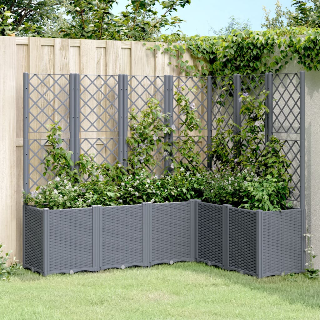 vidaXL Jardinieră de grădină cu spalier, albastru gri, 160x120x140 cm, PP
