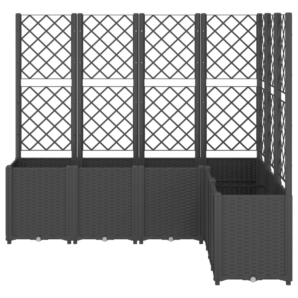 vidaXL Plantenbak met latwerk 160x120x140 cm polypropeen zwart afbeelding