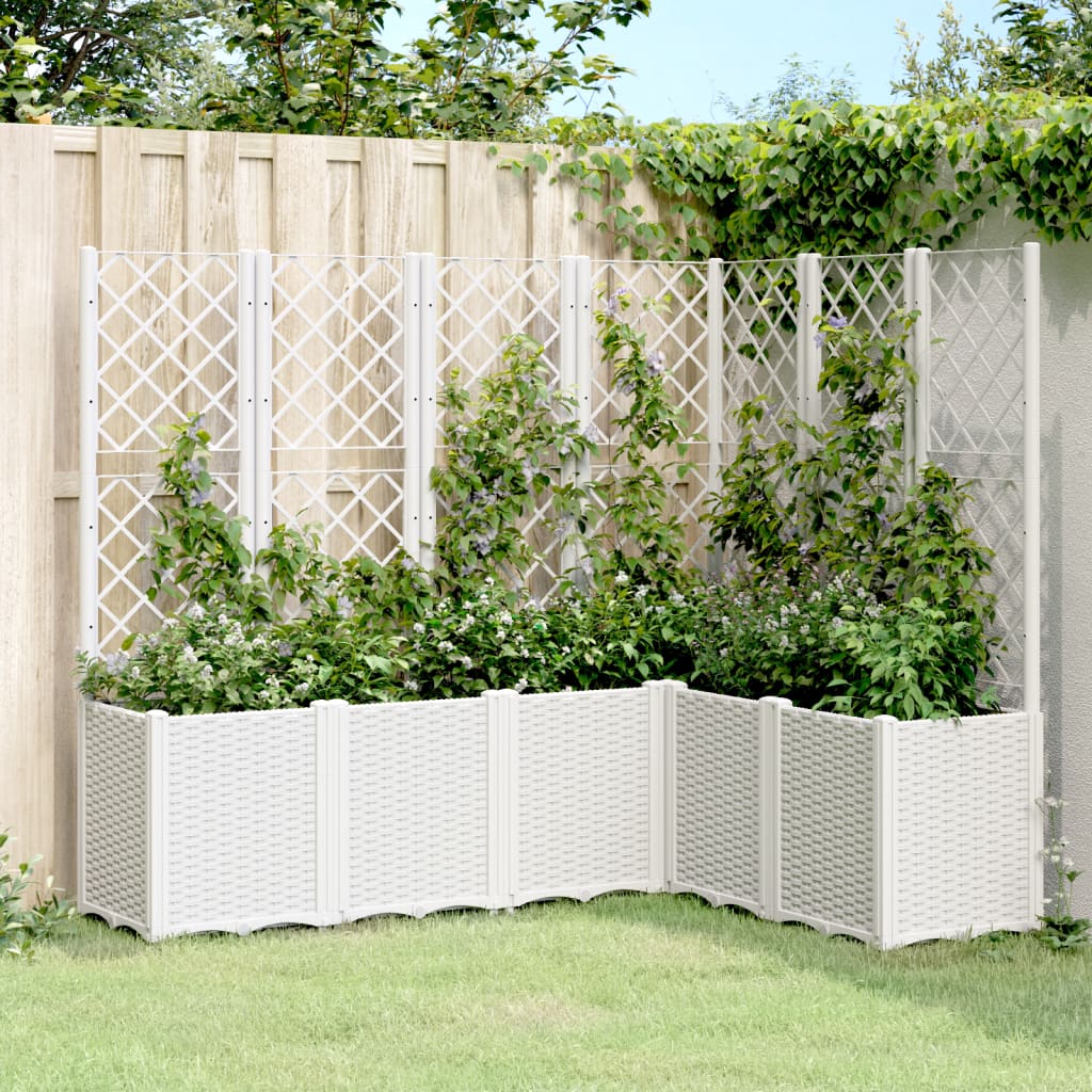 vidaXL Jardinieră de grădină cu spalier, alb, 160x120x140 cm PP