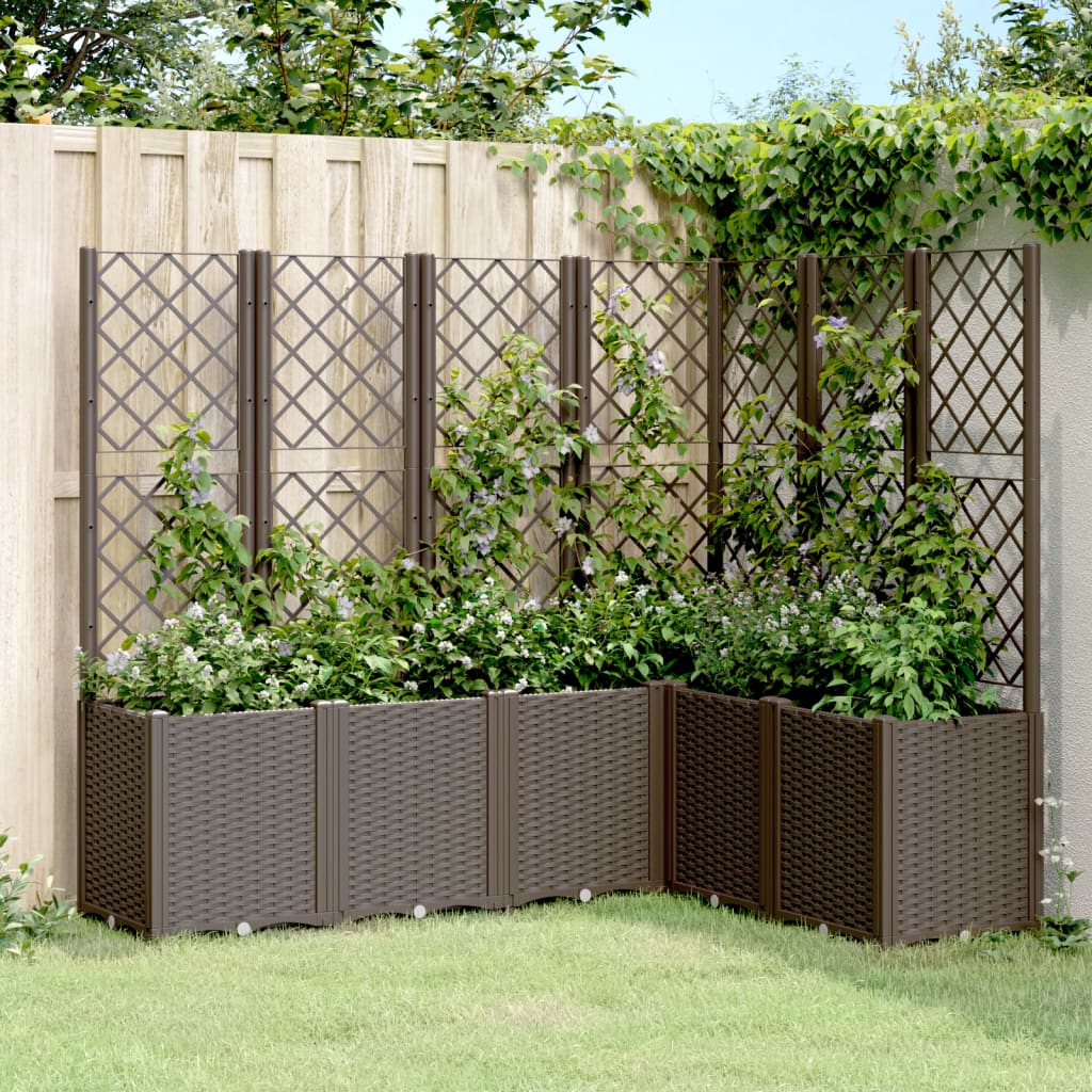 vidaXL plantekasse med espalier 160x120x140 cm PP brun