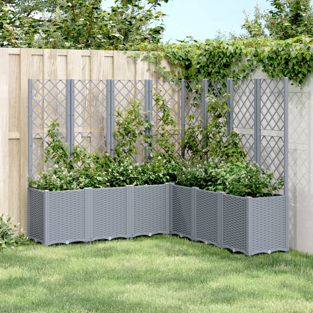 Zahradní truhlík s treláží šedý 160 x 160 x 140 cm PP