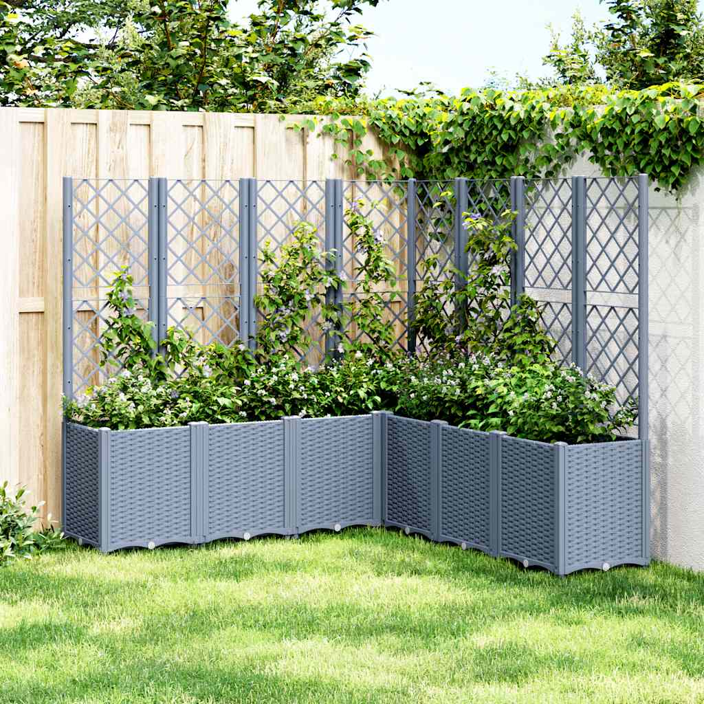 vidaXL Jardinieră de grădină cu spalier, albastru gri, 160x160x140 cm, PP