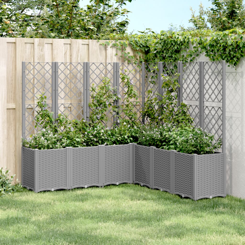 vidaXL plantekasse med espalier 160x160x140 cm PP lysegrå