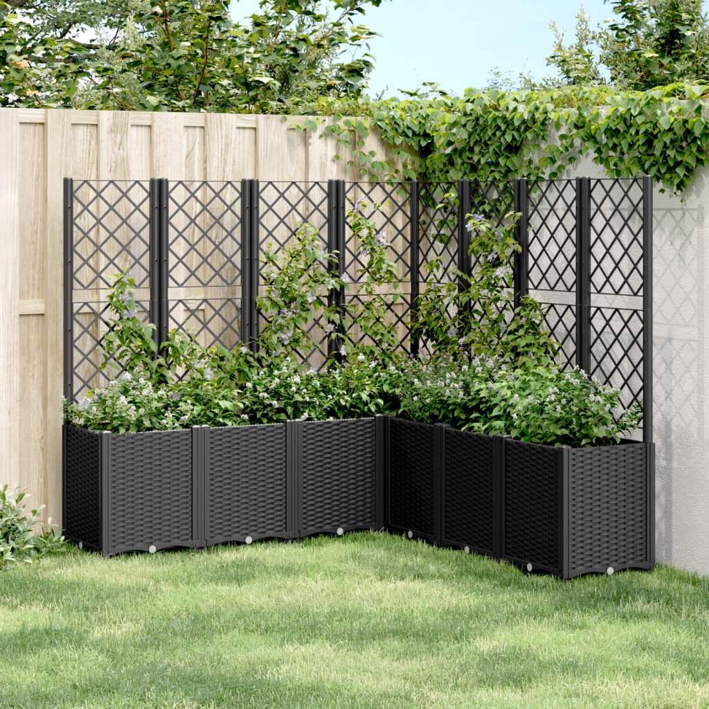 Zahradní truhlík s treláží černý 160 x 160 x 140 cm PP