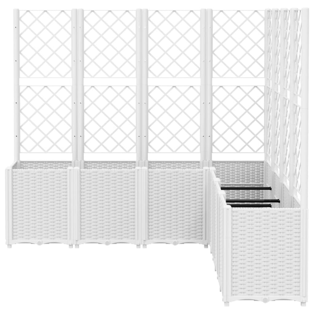 vidaXL Plantenbak met latwerk 160x160x140 cm polypropeen wit afbeelding