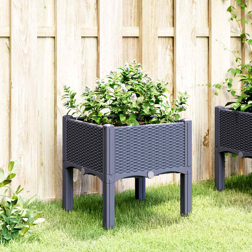 vidaXL Plantenbak met poten 40x40x42 cm polypropeen blauwgrijs afbeelding