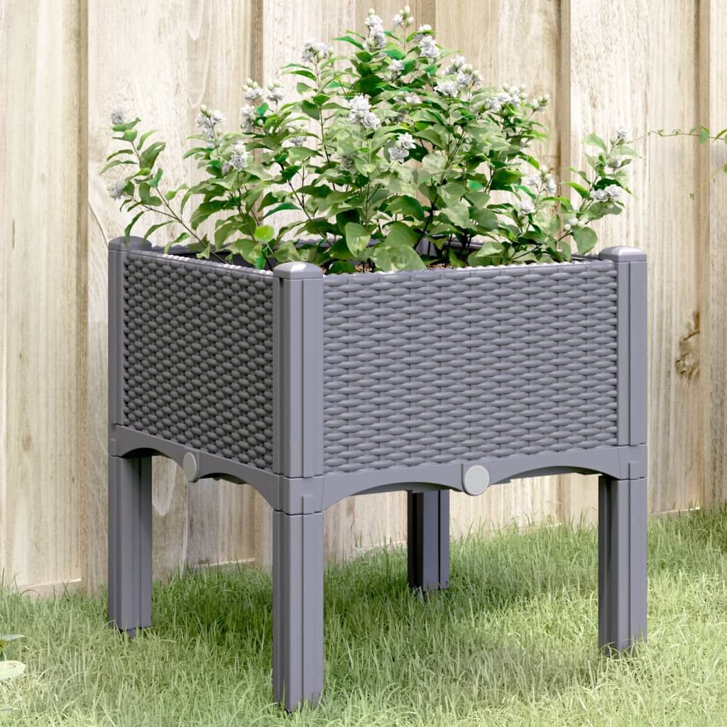 vidaXL Jardinieră de grădină cu picioare, albastru gri, 40x40x42 cm, PP