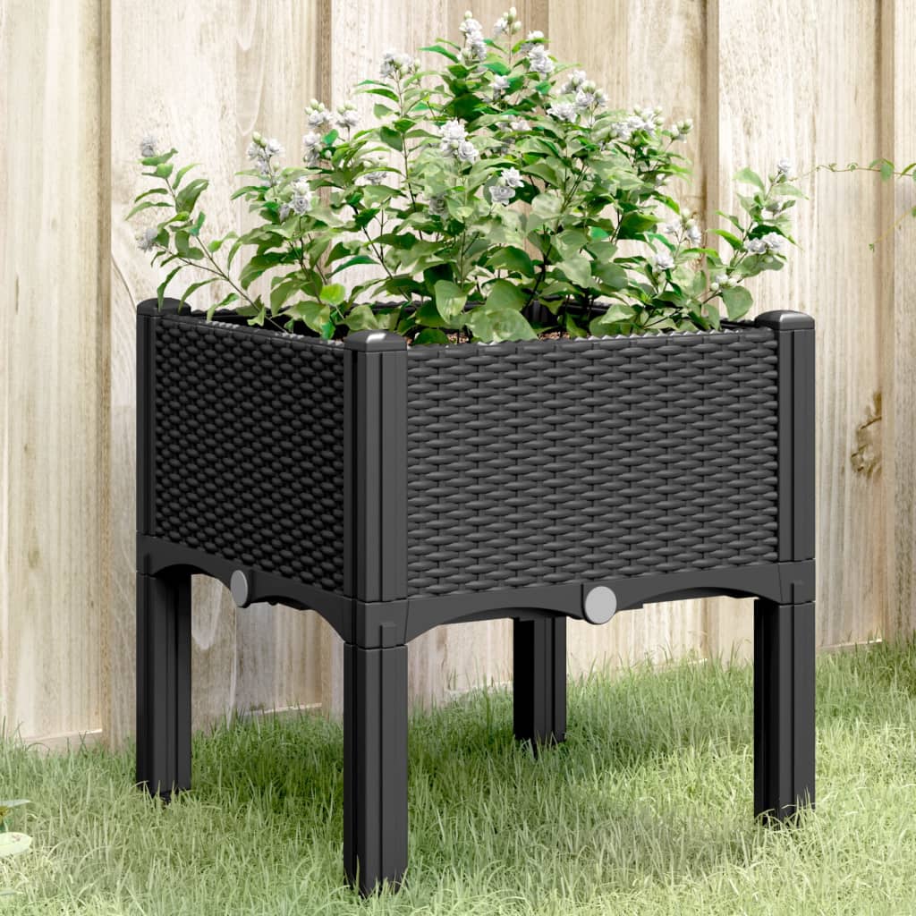 vidaXL plantekasse med ben 40x40x42 cm PP sort