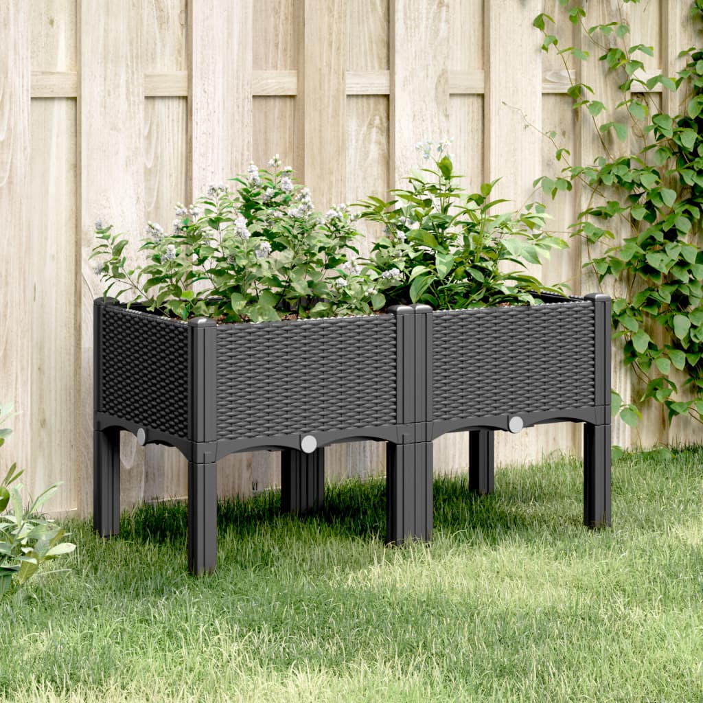 vidaXL plantekasse med ben 80x40x42 cm PP sort