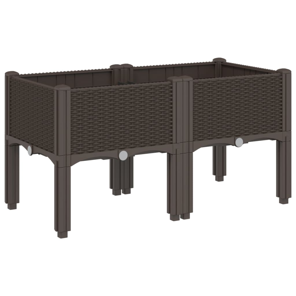 vidaXL Zahradní truhlík s nohami hnědý 80 x 40 x 42 cm PP