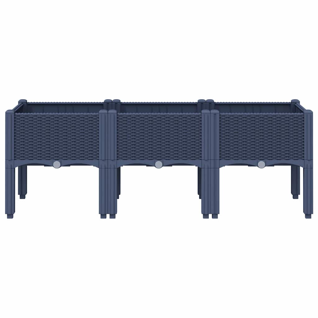 vidaXL kékszürke PP rácsos kerti ültetőláda 120 x 40 x 42 cm