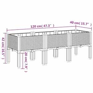 Zahradní truhlík s treláží světle šedý 120 x 40 x 42 cm PP - obrázek 7