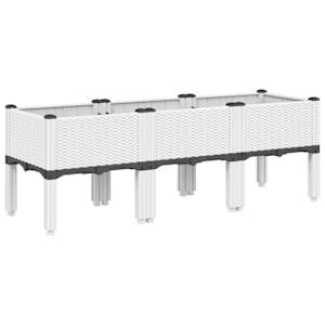 Zahradní truhlík s nohami bílý 120 x 40 x 42 cm PP - obrázek 2