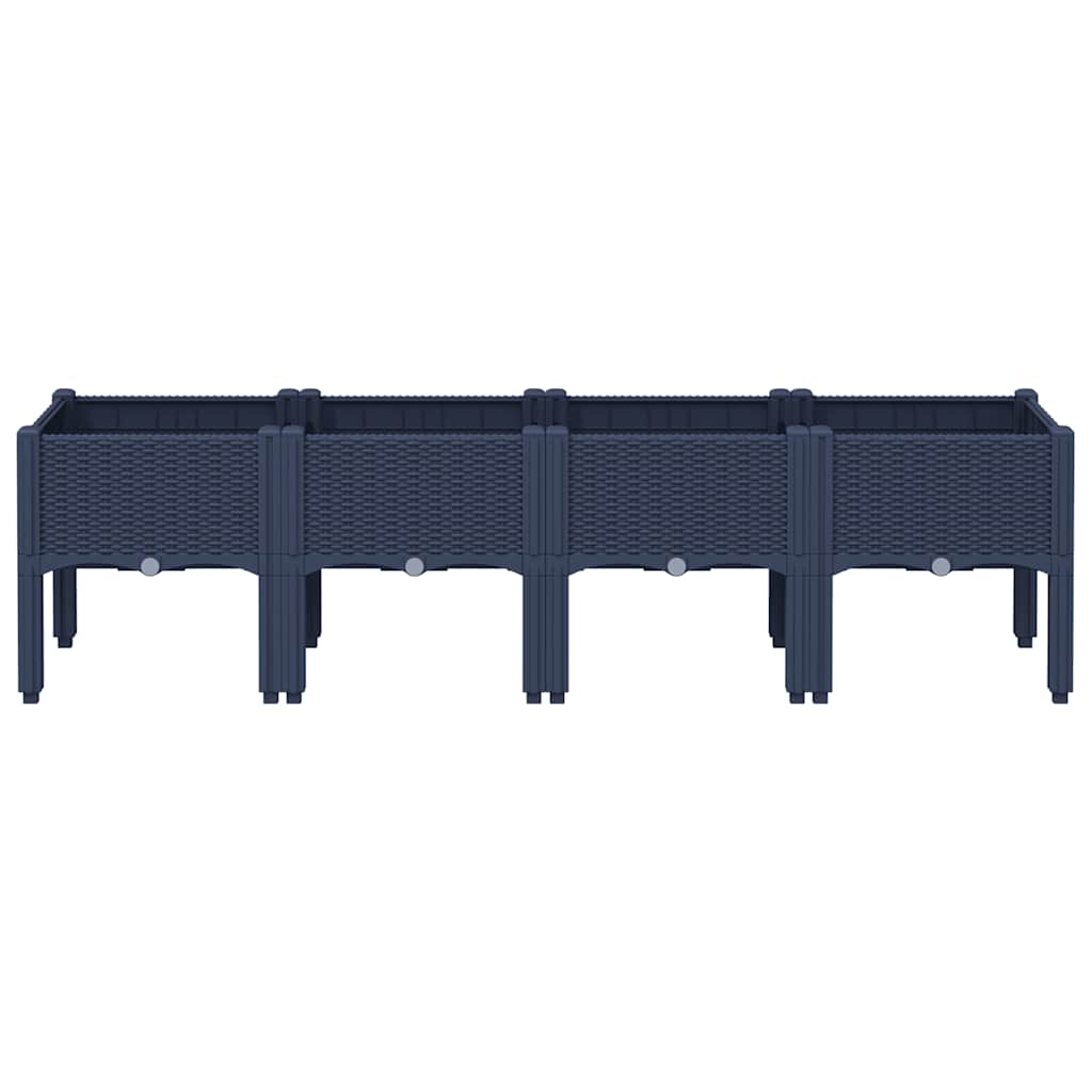 vidaXL Plantenbak met poten 160x40x42 cm polypropeen blauwgrijs afbeelding