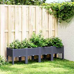 Cvetlično korito z nogami modro sivo 160x40x42 cm PP