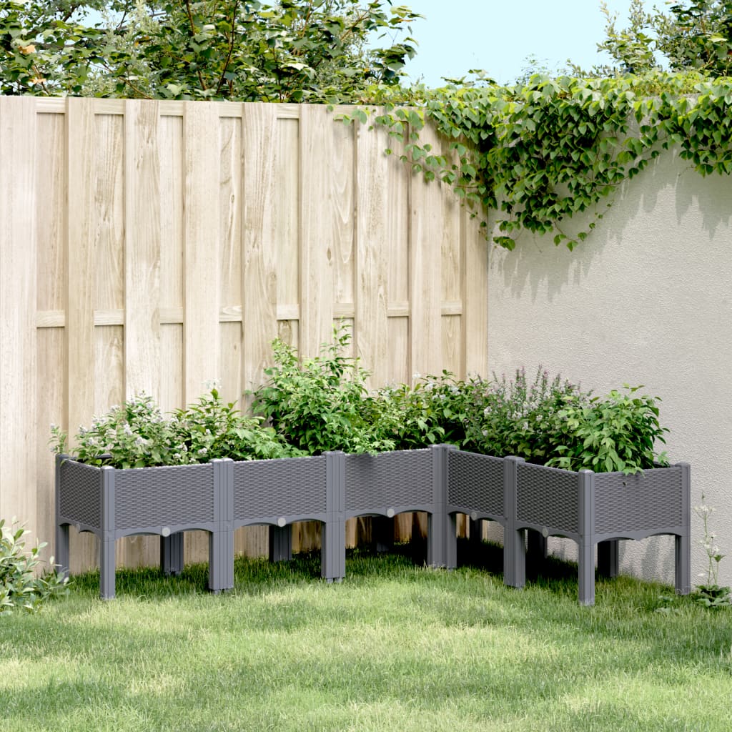 Zahradní truhlík s nohami šedý 160 x 40 x 42 cm PP
