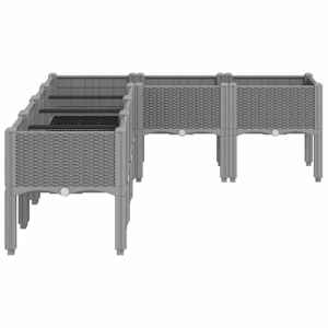 Zahradní truhlík s treláží světle šedý 160 x 120 x 42 cm PP - obrázek 4