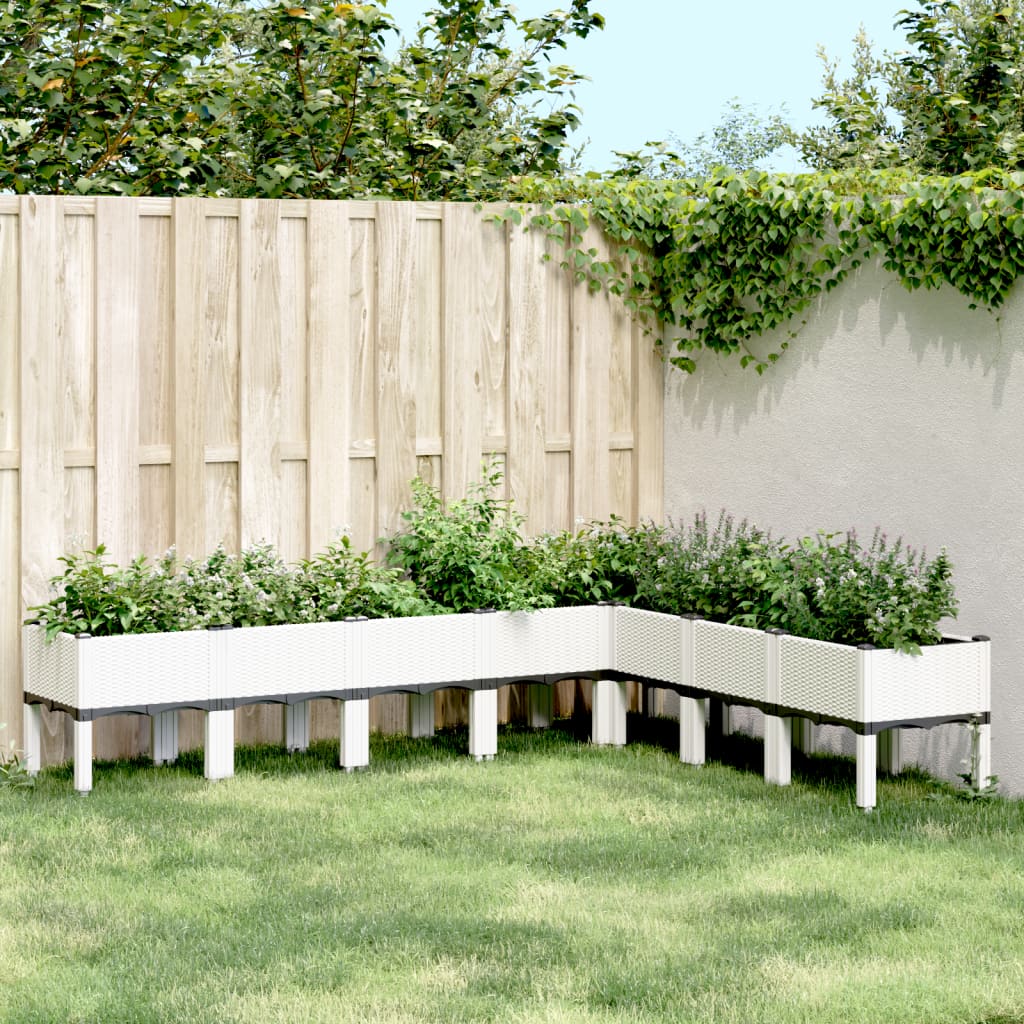 Zahradní truhlík s nohami bílý 200 x 160 x 42 cm PP