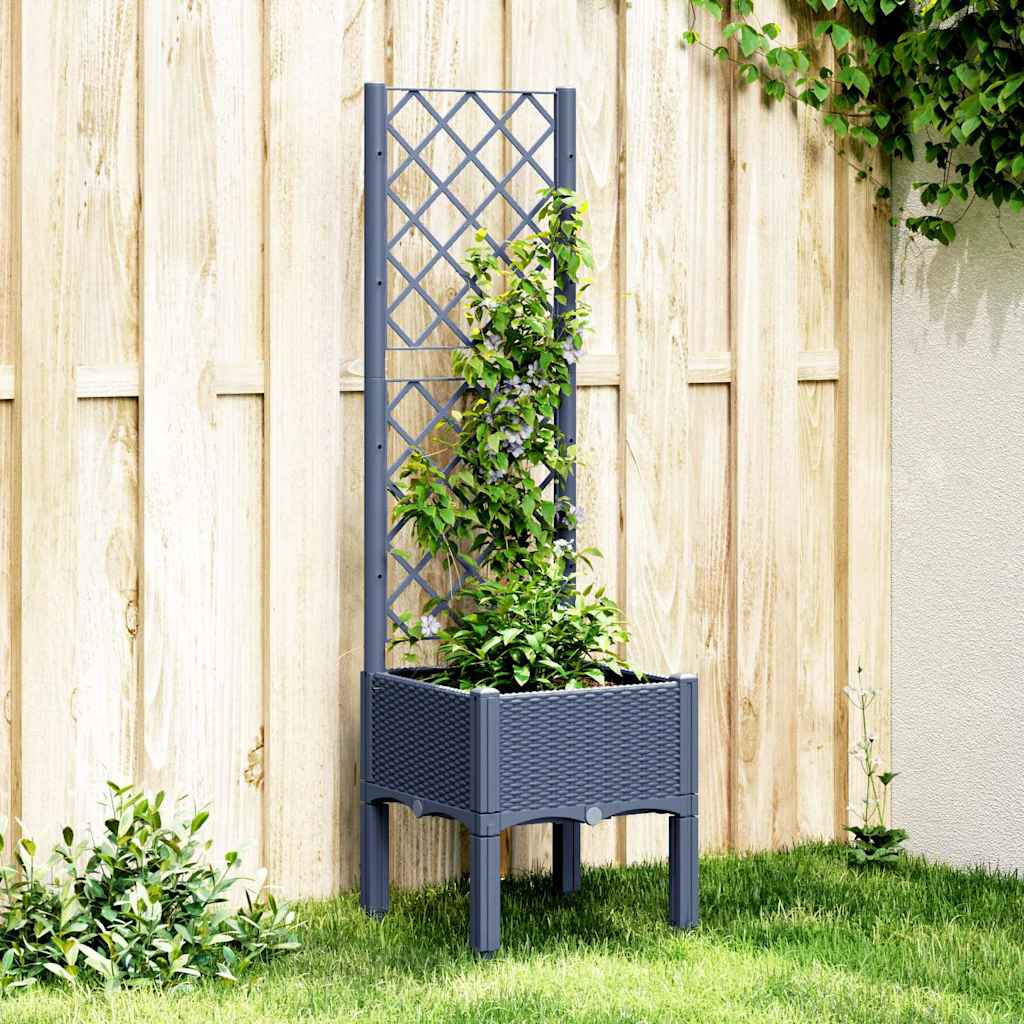 vidaXL Jardinieră de grădină cu spalier, albastru gri, 40x40x142 cm, PP