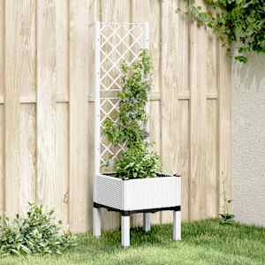 Vrtno cvetlično korito z oporno mrežo belo 40x40x142 cm PP