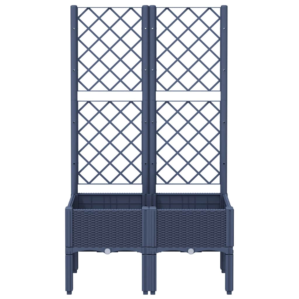 vidaXL kékszürke PP rácsos kerti ültetőláda 80 x 40 x 142 cm