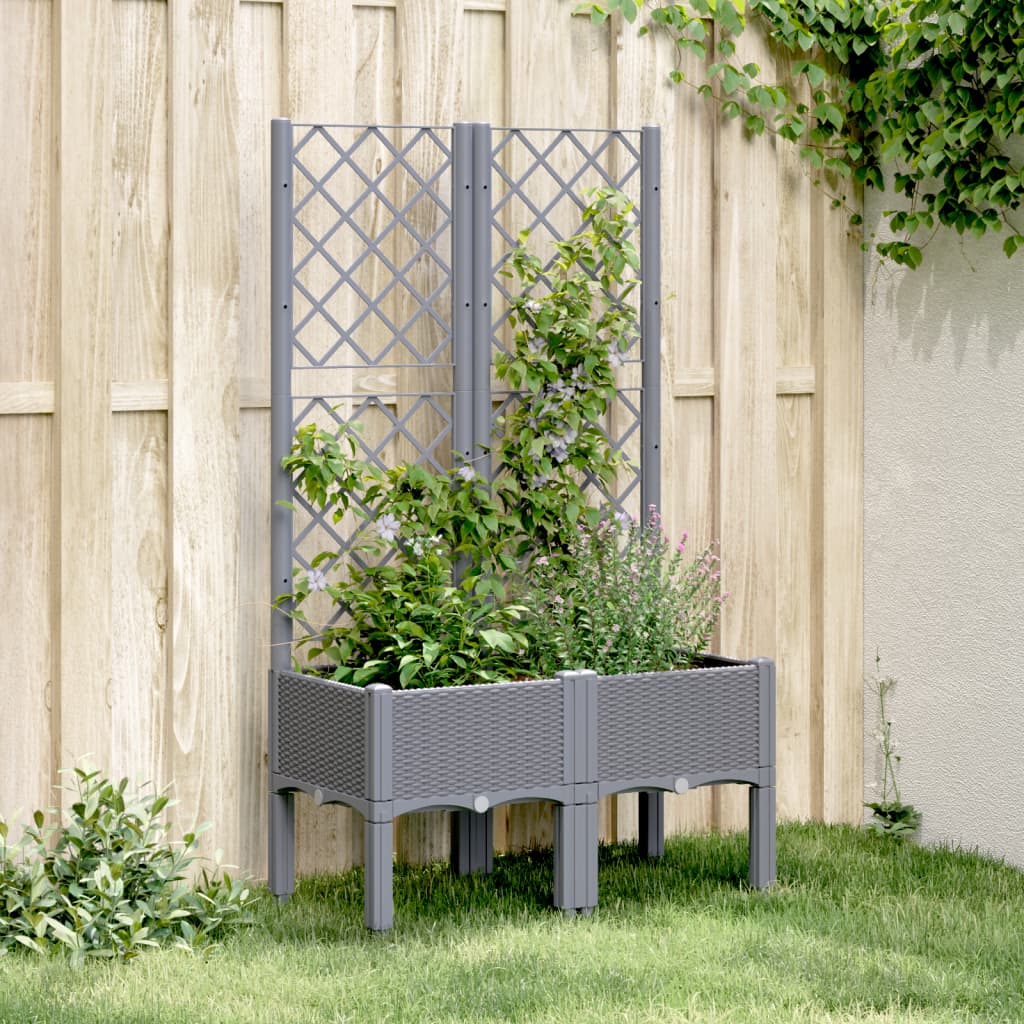 vidaXL plantekasse med espalier 80x40x142 cm PP grå