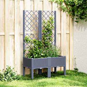 Cvetlično korito z oporno mrežo modro sivo 80x40x142 cm PP