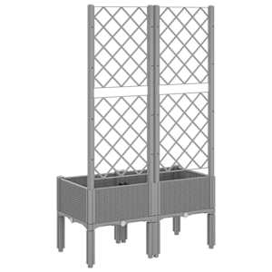 Zahradní truhlík s treláží světle šedý 80 x 40 x 142 cm PP - obrázek 5