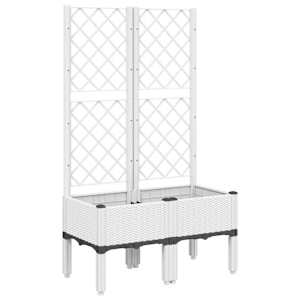 Zahradní truhlík s treláží bílý 80 x 40 x 142 cm PP - obrázek 2