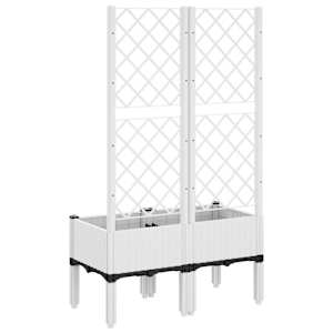 Zahradní truhlík s treláží bílý 80 x 40 x 142 cm PP - obrázek 5