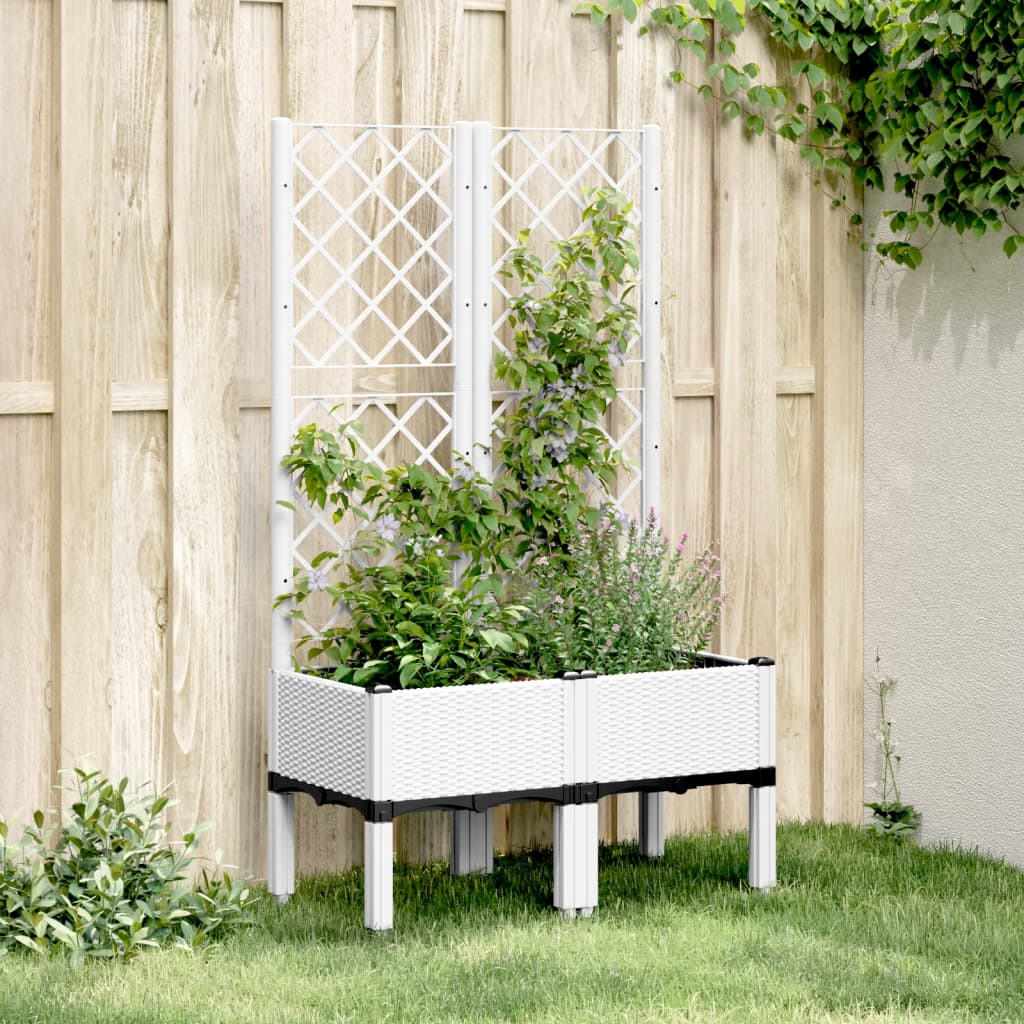 vidaXL plantekasse med espalier 80x40x142 cm PP hvid